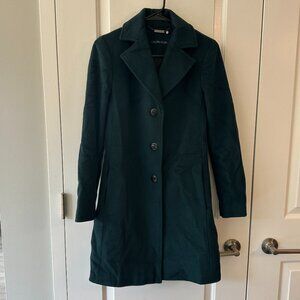 Calvin Klein Green Button Down Wool Coat S